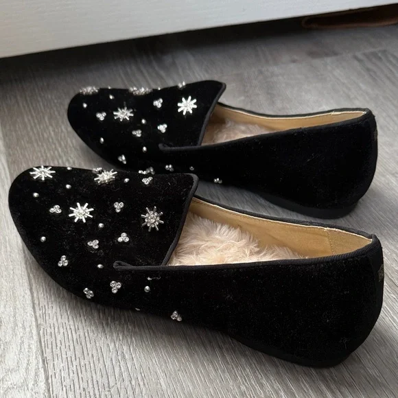 Birdies Black Loafers Rhinestones Gems Shoes Flats Size 9 - Picture 7 of 13